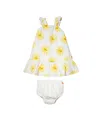 Mon Coeur Girls' Linen Sun Ruffle Dress - Baby In Natural/yellow