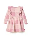 Mon Coeur Girls' Recycled Cotton Buffalo Check Ruffle Dress - Baby, Little Kid, Big Kid In Pink