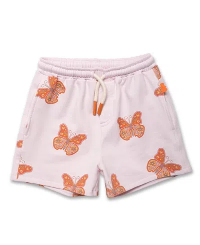 Mon Coeur Girls' Recycled Cotton Butterfly Cropped Short - Little Kid, Big Kid In Purple