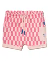 Mon Coeur Girls' Recycled Cotton Checkered Short - Baby In Pink