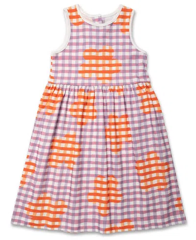 Mon Coeur Girls' Recycled Cotton Flower Gingham Tank Dress - Baby, Little Kid In Purple