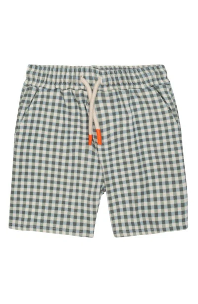 Mon Coeur Kids' Gingham Print Shorts In Natural Faded Denim