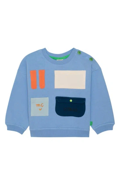 Mon Coeur Kids' Graphic Pocket Sweatshirt In Della Blue/ Multi