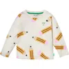 Mon Coeur Kids' Pencil Print Long Sleeve Recycled Cotton Blend T-shirt In Natural