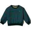 Mon Coeur Kids' Plaid Recycled Cotton Blend Crewneck Sweatshirt In Botanical/multi