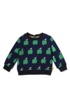 Mon Coeur Kids' Recycled Cotton Blend Graphic Sweatshirt In Navy/print
