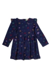 MON COEUR MON COEUR KIDS' SQUIGGLE PRINT LONG SLEEVE RUFFLE DRESS