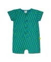 Mon Coeur Unisex Linen Checkered Pocket Romper - Baby In French Blue