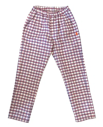 Mon Coeur Kids' Unisex Linen Purple Gingham Pant