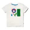 Mon Coeur Unisex Recycled Cotton Beach Party T-shirt - Little Kid, Big Kid In Natural/multi Blue
