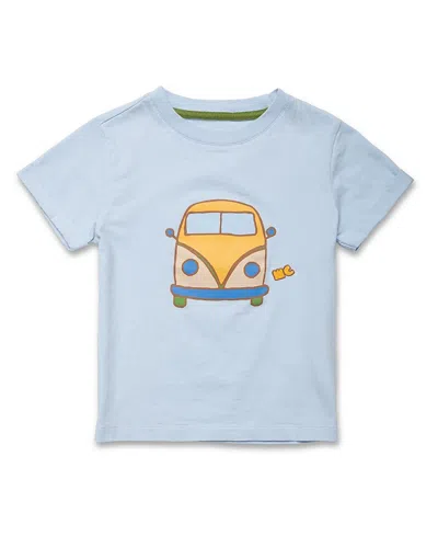 Mon Coeur Kids' Unisex Recycled Cotton Blue Groovy Van T-shirt