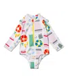 Mon Coeur Unisex Upf 50+ Recycled Polyester Beach Zipped Rashguard Onepiece - Baby In Natural/beach