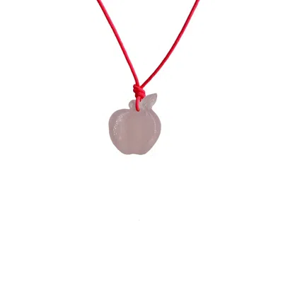 Mon Précieux Gem Kid's Apple Necklace In Rose Quartz In Pink