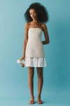 Mon Renn Delmar Strapless Shift Mini Dress In Neutral