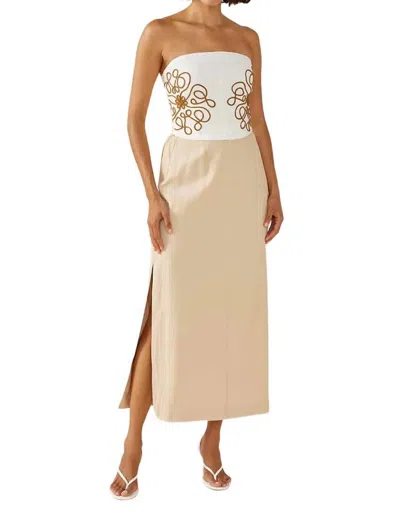 Mon Renn Diego Maxi Skirt In Biscuit In Beige