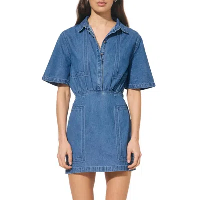 Mon Renn Indigo Denim Mini Dress In Mid Blue In Multi