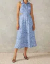 Mon Renn Kamora Denim Dress In Flourish Denim Print In Multi