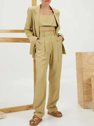 Mon Renn Leone Pant In Pistachio In Brown