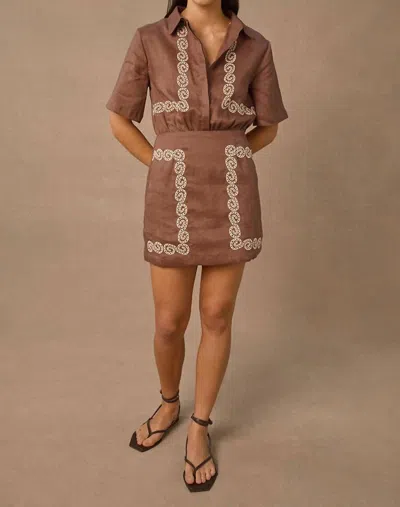 Mon Renn Ora Shirt Dress In Cocoa Biscuit In Brown