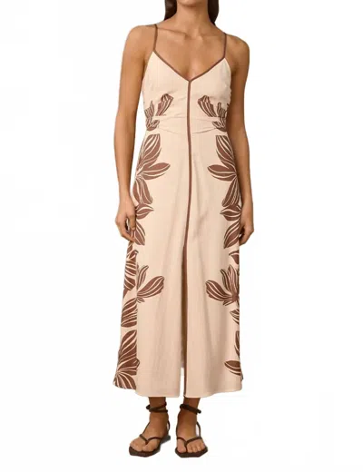 Mon Renn Palmera Midi Dress In Cream Multi In Neutral