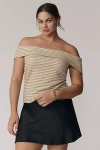 Mon Renn Plus Ripple Off-the-shoulder Top In Green