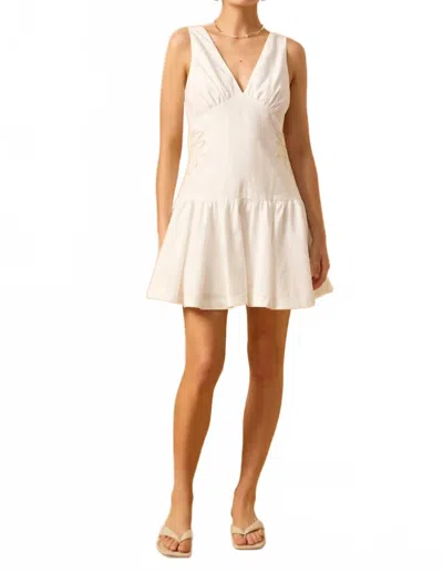 Mon Renn Scenic Mini Dress In White In Black