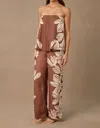 Mon Renn Strapless Top In Cocoa Palmera In Brown