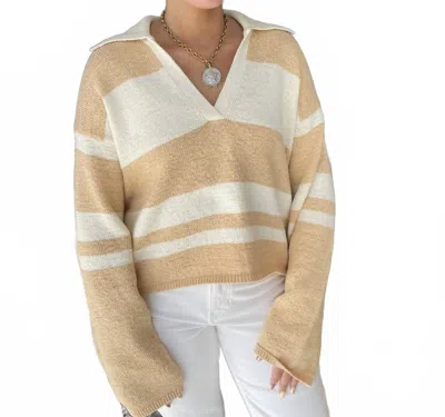 Mon Renn Women's Cosmo Knit Top In Panacotta In Brown