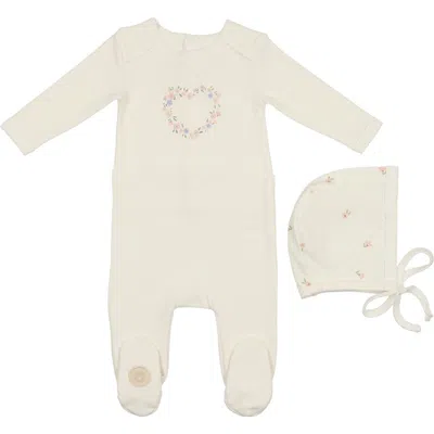 Mon Tresor Bebe Babies'  Floral Heart Gift Set In Ivory
