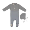 Shop Mon Tresor Bebe Mock-cardigan Gift Set In Slate Blue