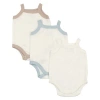Shop Mon Tresor Bebe Spaghetti Strap Modal Bodysuit In Ivory, Taupe And Blue