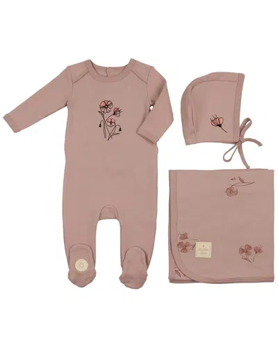 Mon Tresor Kids' Flower Sketch Layette Set In Pink
