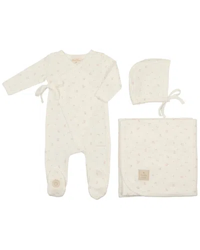 Mon Tresor Kids' Leaf Print Wrap Layette Set In Neutral