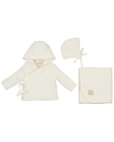 Mon Tresor Kids' Scallop Wrap Jacket Layette Set In White