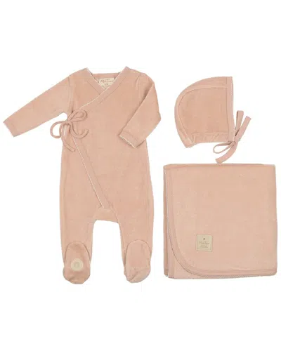 Mon Tresor Kids' Scallop Wrap Layette Set In Pink
