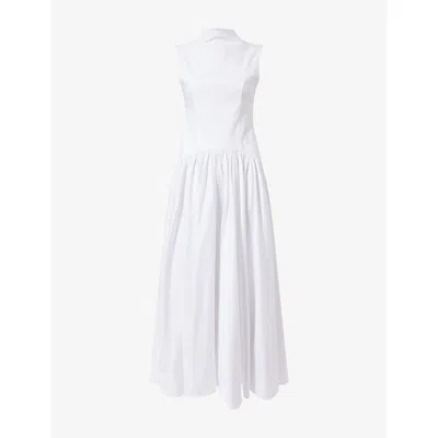 Mona Alshebil Womens Drop-waist Sleeveless Cotton-poplin Maxi Dress White Xs