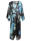 Mona Swims Silk Beach Cover-up Kimono In Multicolour