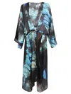 Mona Swims Silk Beach Cover-up Kimono In Multicolour