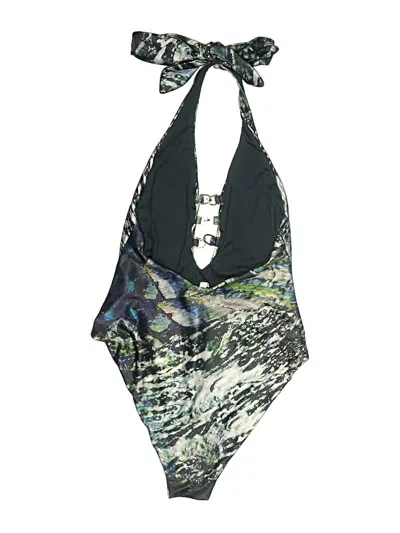 Pre-owned Mona Swimsuit Top Black Camo Pattern Swimwear