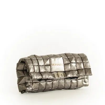 Monade Women's Silver Pouch Bag Shine Pewter