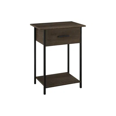 Monarch Accent Table, 2 Tier, End, Black Metal, Contemporary In Brown
