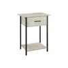Monarch Accent Table, 2 Tier, End Cream Stone Laminate, Black Metal, Contemporary