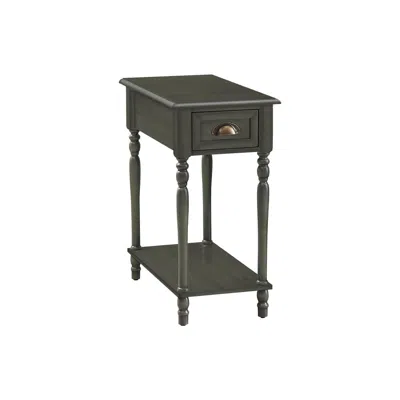 Monarch Accent Table, 2 Tier, Narrow, Lamp, Storage Drawer, Green Veneer, Traditional