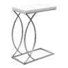 Monarch Accent Table, C-shaped, End, Side, Snack, Living Room, Bedroom, Glossy White