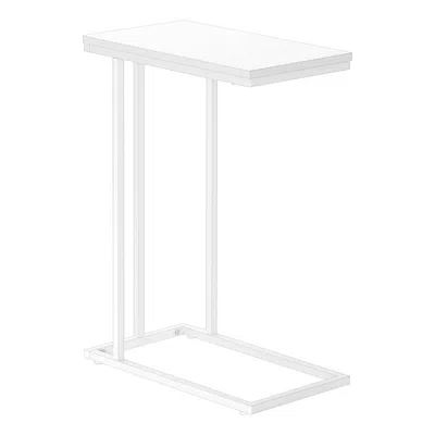 Monarch Accent Table, C-shaped, End, Side, Snack, Living Room, Bedroom, White Laminate,