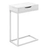 Monarch Accent Table, C-shaped, End, Side, Snack, Storage Drawer, Living Room In White