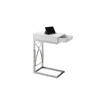 Monarch Accent Table, C-shaped, End, Side, Snack, Storage Drawer, Living Room, Bedroom In White