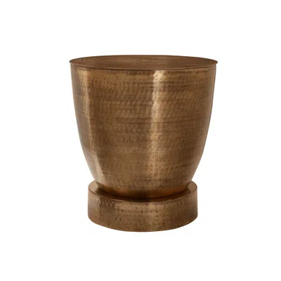 Monarch Accent Table, Drum, Side, End, Nightstand, Lamp, Living Room, Bedroom, Copper In Brown