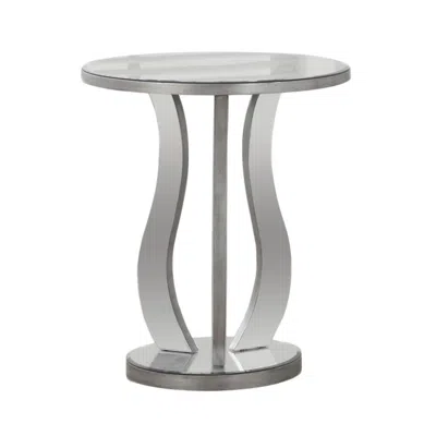 Monarch Accent Table, Side, End, Nightstand, Lamp, Living Room, Bedroom, Clear Mirror In Gray