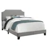 Monarch Bed, Full Size, Bedroom, Upholstered, Grey Linen Look, Chrome Trim